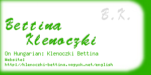 bettina klenoczki business card